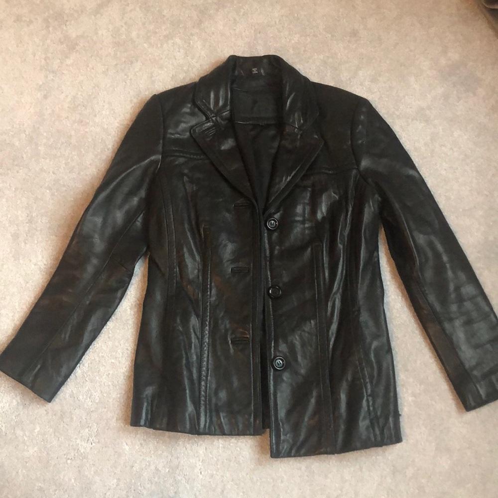 Black leather coat